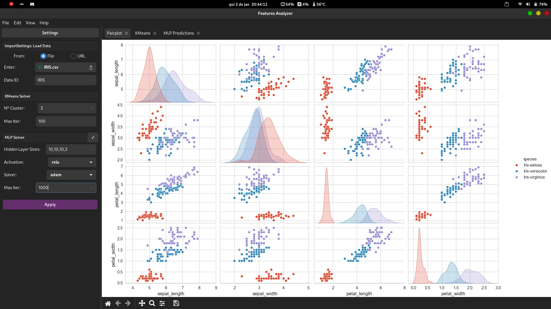 Features Analyzer Application Screenshot